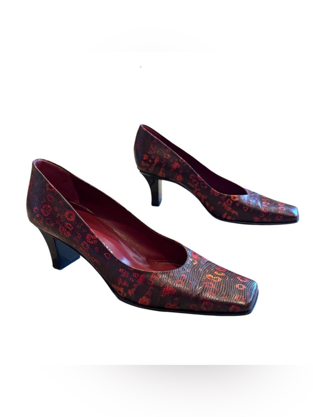 Y2K Animal Print Embossed Leather Heels